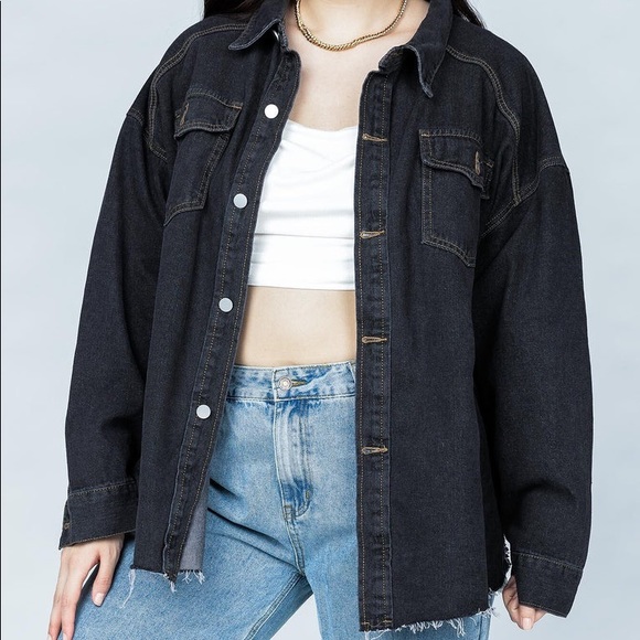 Princess Polly Allen Denim Jacket in Black Size 4 New with tag - Picture 3 of 14